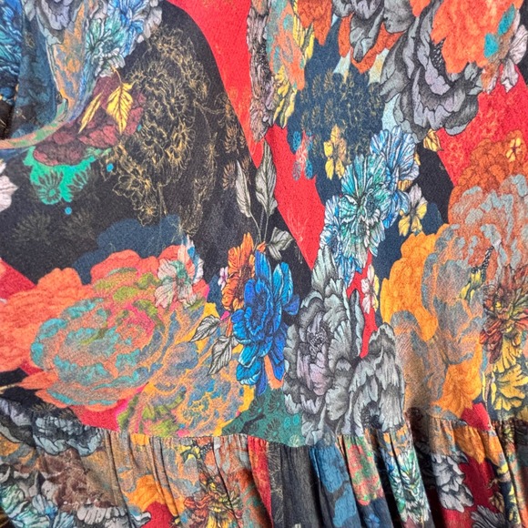 Soft Surroundings Floral Patchwork Maxi Dress 2X V-Neck Tiered Boho Peasant - Picture 12 of 13